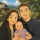 Illustrated portrait of Zach and his family